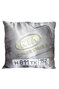 Подушка из габардина 40х40 см (холлофайбер), с полной запечаткой "KIA"