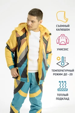 Куртка Арктик с капюшоном на синтепоне унисекс, с полной запечаткой