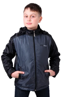 Куртка Норд с капюшоном на синтепоне детская, с полной запечаткой "City Black"
