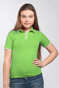 Поло Лайн детская, комбинированная салатовая
