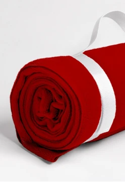 Плед Свиток (с ремешком и вставкой из оксфорда) флисовый 120х155 см, однотонный красный