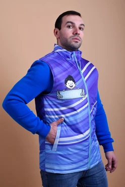 Жилет Детройт без капюшона унисекс, с полной запечаткой "Handsome"