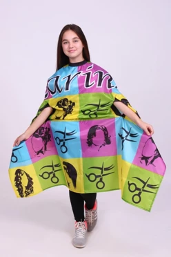 Пеньюар парикмахерский с прорезями для рук, с полной запечаткой "Zarina"