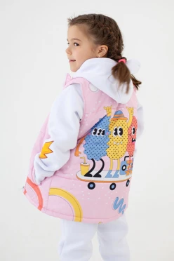 Жилет Портер на синтепоне со стежкой детский, с полной запечаткой "Funs fructs"