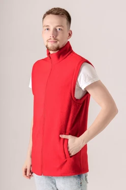 Жилет Браво флисовый без капюшона унисекс, однотонный красный
