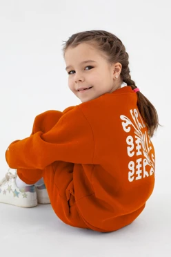 Свитшот Тревис из футера детский, однотонный оранжевый