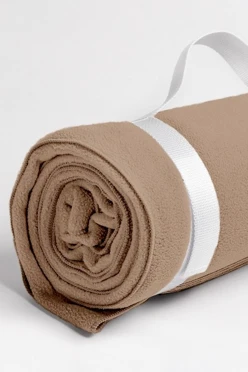 Плед Свиток (с ремешком и вставкой из оксфорда) флисовый 120х155 см, однотонный бежевый