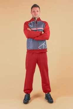 Спортивный костюм Кроссфит из футера унисекс, с частичной запечаткой зеленый красный