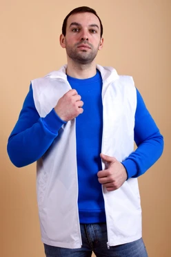 Жилет Профи с капюшоном унисекс, однотонный белый