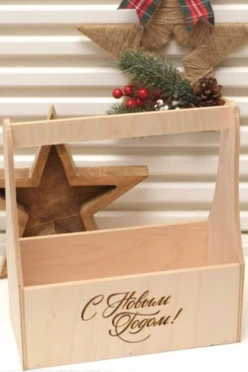 Деревянный ящик с ручками, 25*12 см