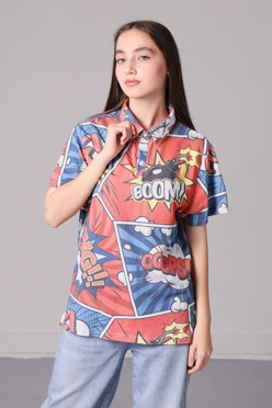 Поло Лекс унисекс из пике с полной запечаткой