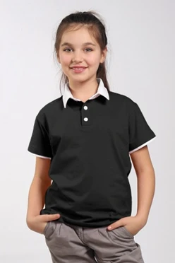 Поло Найт детская, комбинированная чёрная