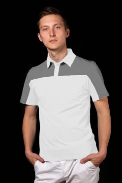 Поло Драйв унисекс, комбинированная белая с красной вставкой