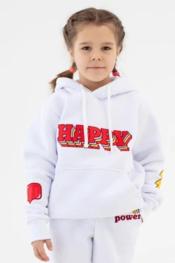 Худи Майк из футера детская, однотонная "Happy"