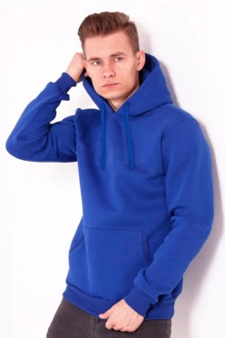 Худи Майк из футера унисекс, однотонный синий