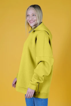 Худи Фрэнк из футера унисекс, однотонная желтая