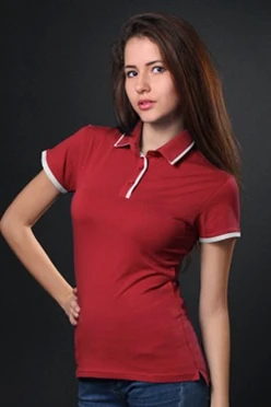 Поло Лайн женская, комбинированная красная