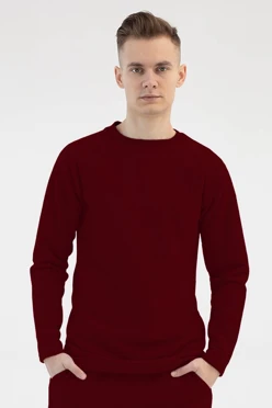 Лонгслив Мигель из футера унисекс, однотонный бордовый