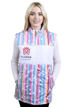 Жилет Портер на синтепоне со стежкой унисекс, с полной запечаткой "Flower"