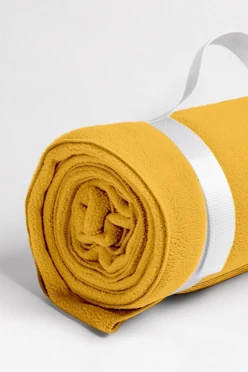 Плед Свиток (с ремешком и вставкой из оксфорда) флисовый 155х170 см, однотонный жёлтый