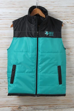 Жилет Портер на синтепоне со стежкой унисекс, с полной запечаткой "RU DRIVE"