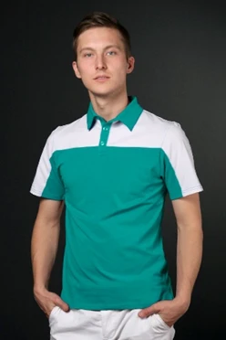 Поло Драйв унисекс, комбинированная бирюзовая с белой вставкой