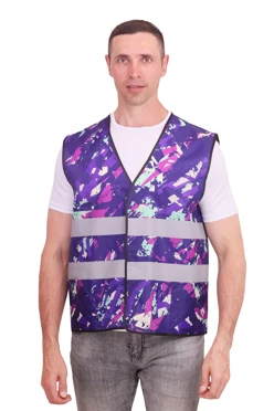 Жилет Эван со светоотражающей лентой унисекс, с полной запечаткой