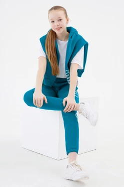 Спортивный костюм Кидс из футера детский, однотонный голубой