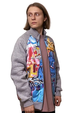 Толстовка Оскар из футера унисекс, с частичной запечаткой "Graffiti"