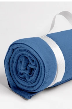 Плед Свиток (с ремешком и вставкой из оксфорда) флисовый 120х155 см, однотонный голубой