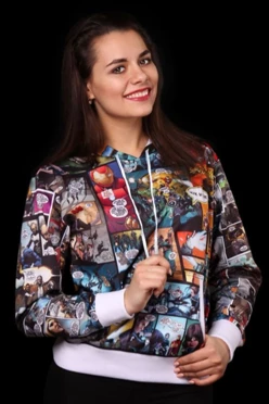 Худи Томми унисекс из футера с полной запечаткой "Чук и Гик"