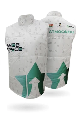 Жилет Портер на синтепоне со стежкой унисекс, с полной запечаткой "Web space"