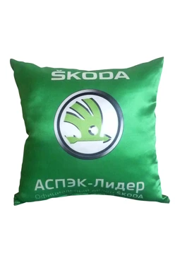 Подушка из габардина 40х40 см (холлофайбер), с полной запечаткой "SKODA"