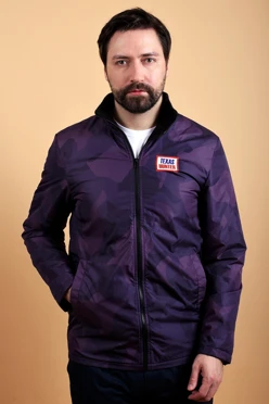 Куртка Бриз без капюшона на флисе унисекс, с полной запечаткой "Purple"