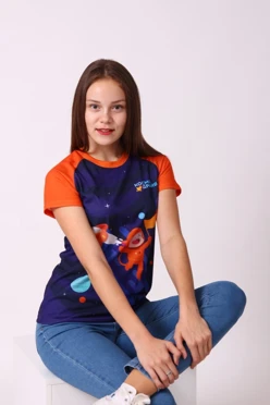 Футболка Спэйс женская из примы с полной запечаткой