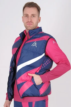 Жилет Морган Лайт с подкладом из лебяжьего пуха унисекс, с полной запечаткой "Dipole"