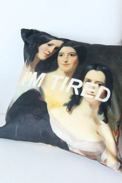 Подушка из габардина 30х30 см (холлофайбер), с полной запечаткой "I am tired"