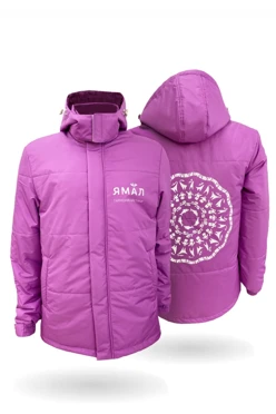 Куртка Винтер с капюшоном на синтепоне унисекс, с полной запечаткой "Гармония Арктики"