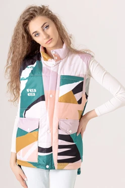 Жилет Хайк на синтепоне унисекс, с полной запечаткой "Vela ella"