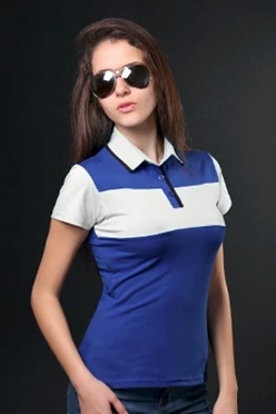 Поло Темп женская, комбинированная темно-синяя с белой вставкой