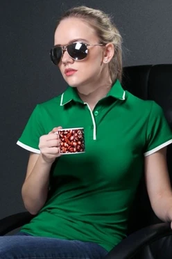 Поло Лайн женская, комбинированная салатовая