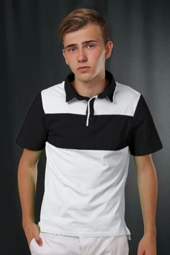 Поло Темп унисекс, комбинированная белая с чёрной вставкой