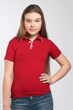 Поло Лайн детская, комбинированная красная