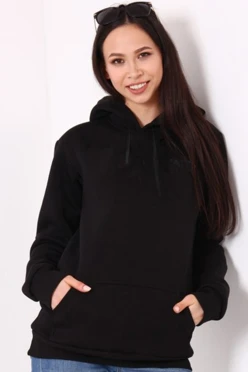 Худи Майк из футера унисекс, однотонный черный