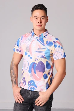 Поло Стэм унисекс из кулирки хб с полной запечаткой