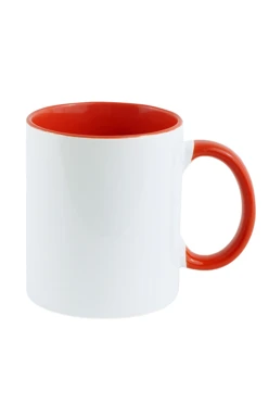 Кружка цветная внутри без нанесения, комбинированная oранжевая