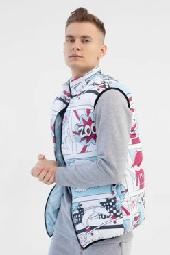 Жилет Морган с подкладом из лебяжьего пуха унисекс, с полной запечаткой "Kindo Zoom"