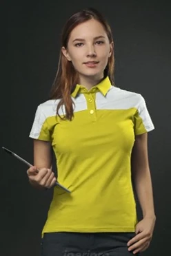 Поло Драйв женская, комбинированная лимонная с белой вставкой