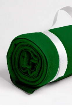 Плед Свиток (с ремешком и вставкой из оксфорда) флисовый 155х170 см, однотонный зелёный