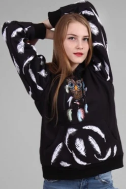 Худи Томми унисекс из футера с полной запечаткой "Owl"